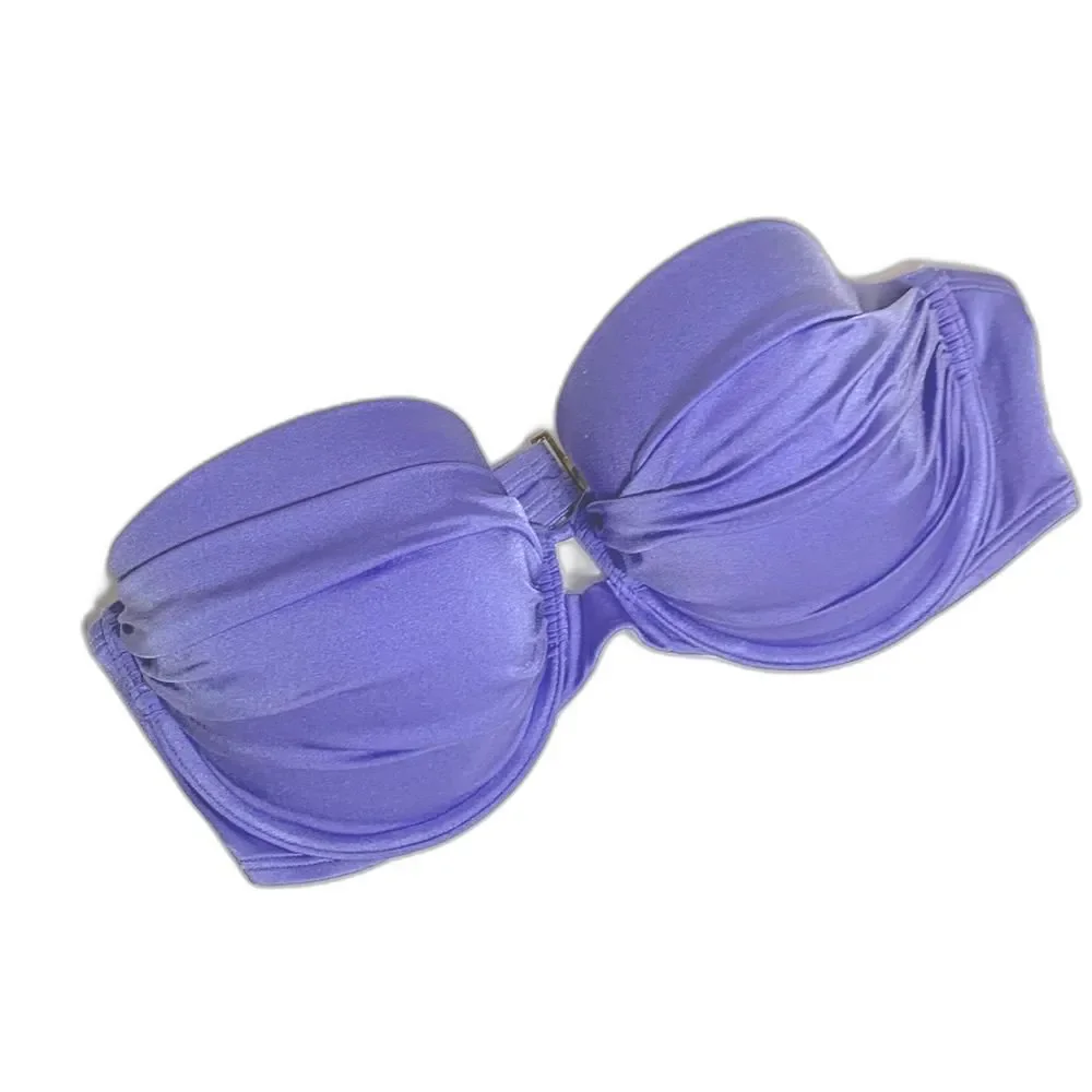 Victoria’s Secret Lavender Ruched Strapless Padded Underwire Bikini Top Size 36D